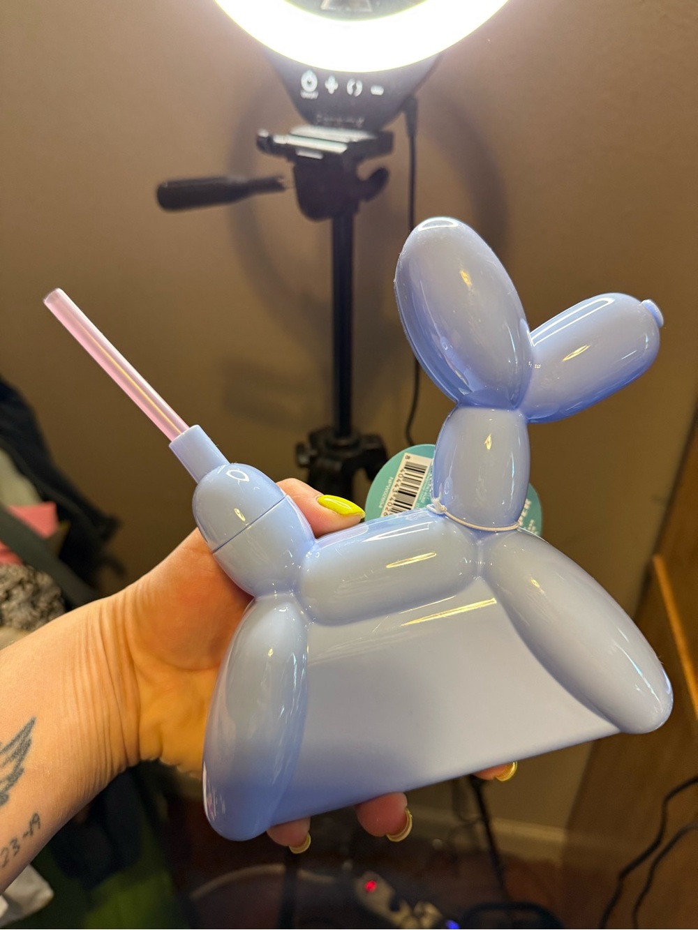 Lavender Balloon Dog Straw Cup